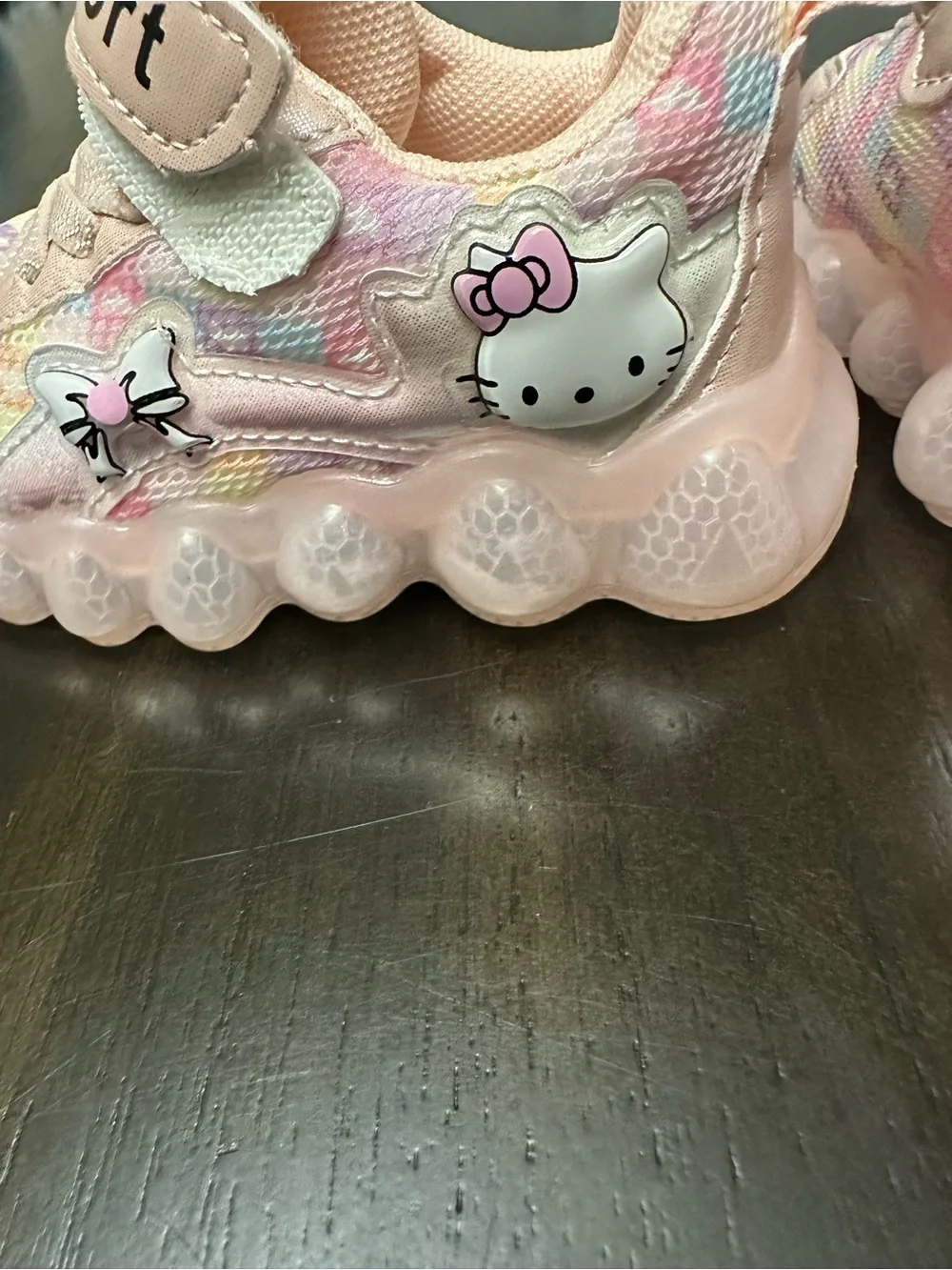 Kids Pink Light-Up Sneakers with Cute Character Detail( They run small in size)
